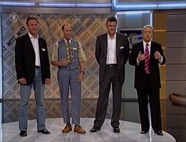 Die drei Kandidaten mit Frank Elstner.(QSWR/ARD) Die drei Kandidaten mit Frank Elstner.(QSWR/ARD)